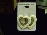 Silver & White Heart Ivory-Look Earrings in Luke AFB, Arizona